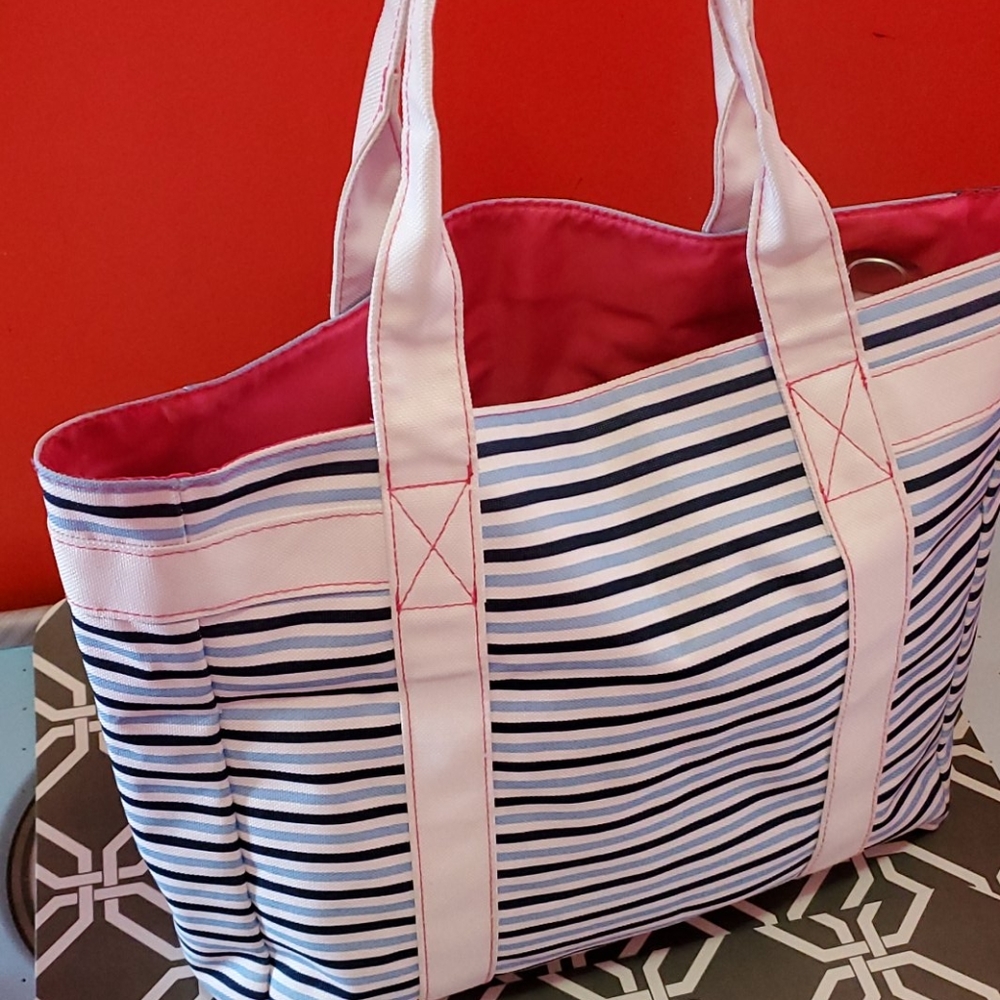 Simple Tote Blue White Stripe 💙
